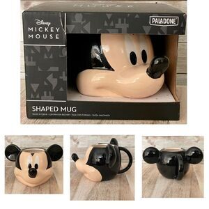NWT in Box Disney Mickey Mouse 3D Head Glossy Black Ceramic Coffee Tea Mug